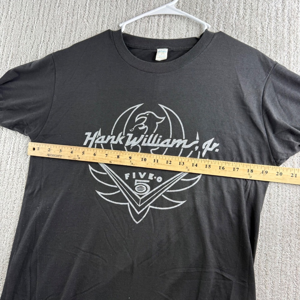 Sportswear Hank Williams Jr Five-O Tour T-Shirt Mens Size L Black Vintage 1985 - Picture 7 of 7